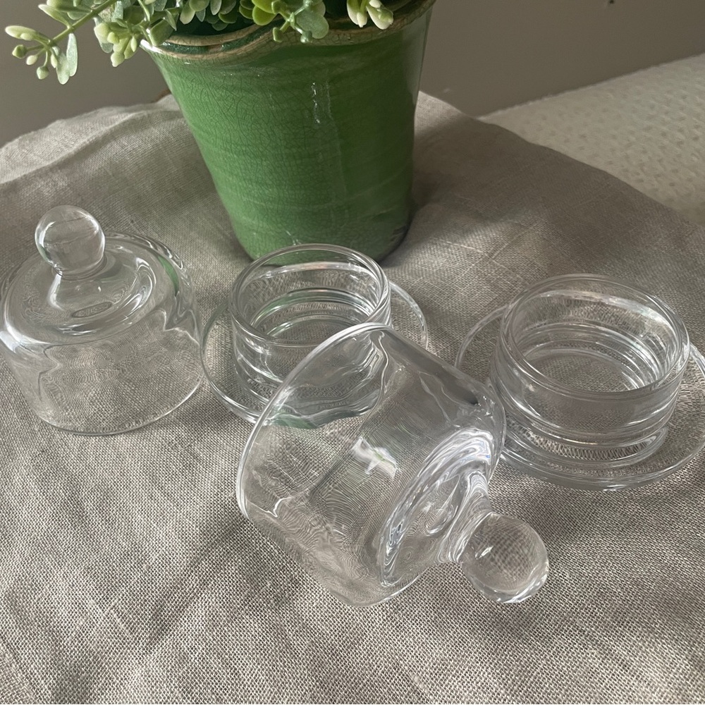 Individual Glass Butter Pat Covered Dish Cloche Single Serve Set of 2 - Picture 3 of 4